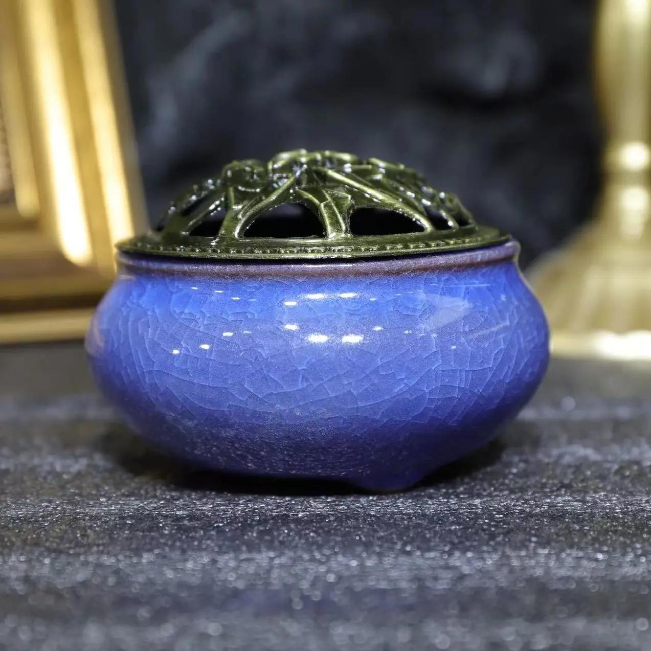 Ceramic Incense Burner  Crack Ceramic pattern, 1 count ceramic incense holder,creative home decoration,home fragrance accessories (without incense)