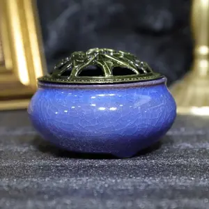 Ceramic Incense Burner  Crack Ceramic pattern, 1 count ceramic incense holder,creative home decoration,home fragrance accessories (without incense)