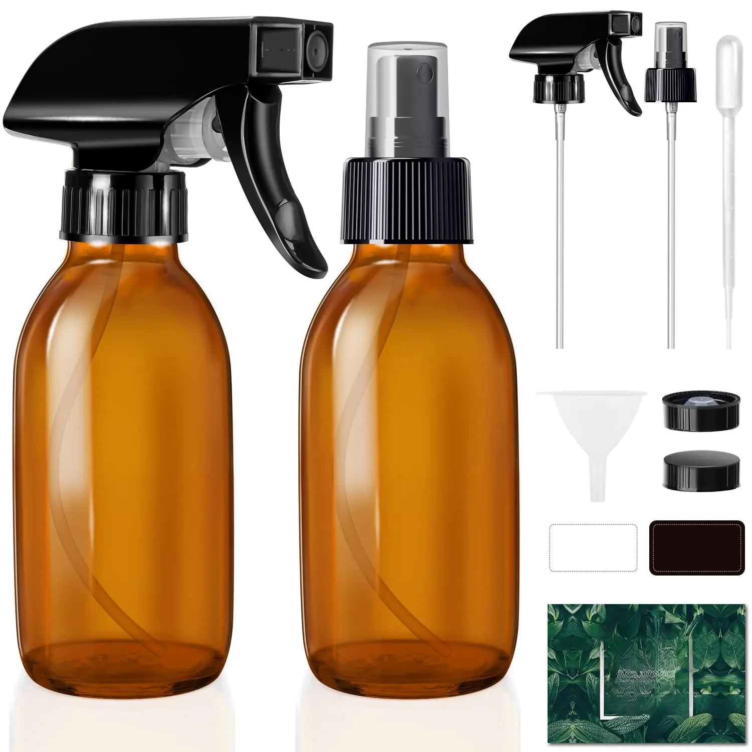 Glass Spray Bottles 4 OZ,  Empty Spray Bottle for Essential Oils, Small Glass Bottles for Cleaning Solutions, , with Durable Nozzle, Labels, Funnel, Pipettes