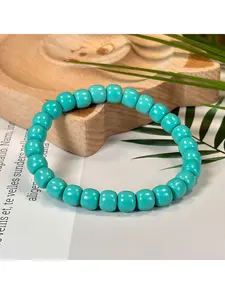 Boho Ceramic Stone Beaded Bracelet, Unisex 24 Beads, Smooth Finish, Symbolizes Peace & Good Luck, Ideal Gift for Friends & Family