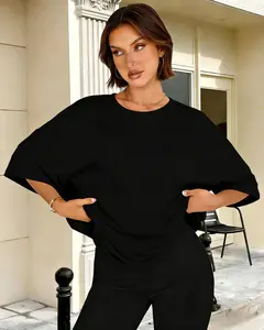 Women's Oversized Tshirts V Neck Short Sleeve Summer Casual Basic Loose Fit Tops