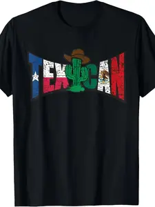 Texican Style Broken Texas and Mexico Flag Alphabet Cactus T-Shirt, for couples, Halloween, Thanksgiving, long-lasting wear, travel outfit, moisture-wicking, outdoor inspired