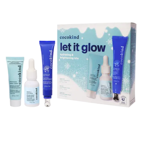 [cocokind] Let it Glow Hydrating & Brightening Kit - Limited Editon |  3-Piece Routine Skincare Set | Hydrating & Brightening & Depuffing & Reduce Dark Circles