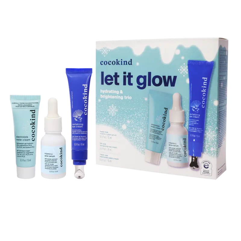 [cocokind] Let it Glow Hydrating & Brightening Kit - Limited Editon |  3-Piece Routine Skincare Set | Hydrating & Brightening & Depuffing & Reduce Dark Circles