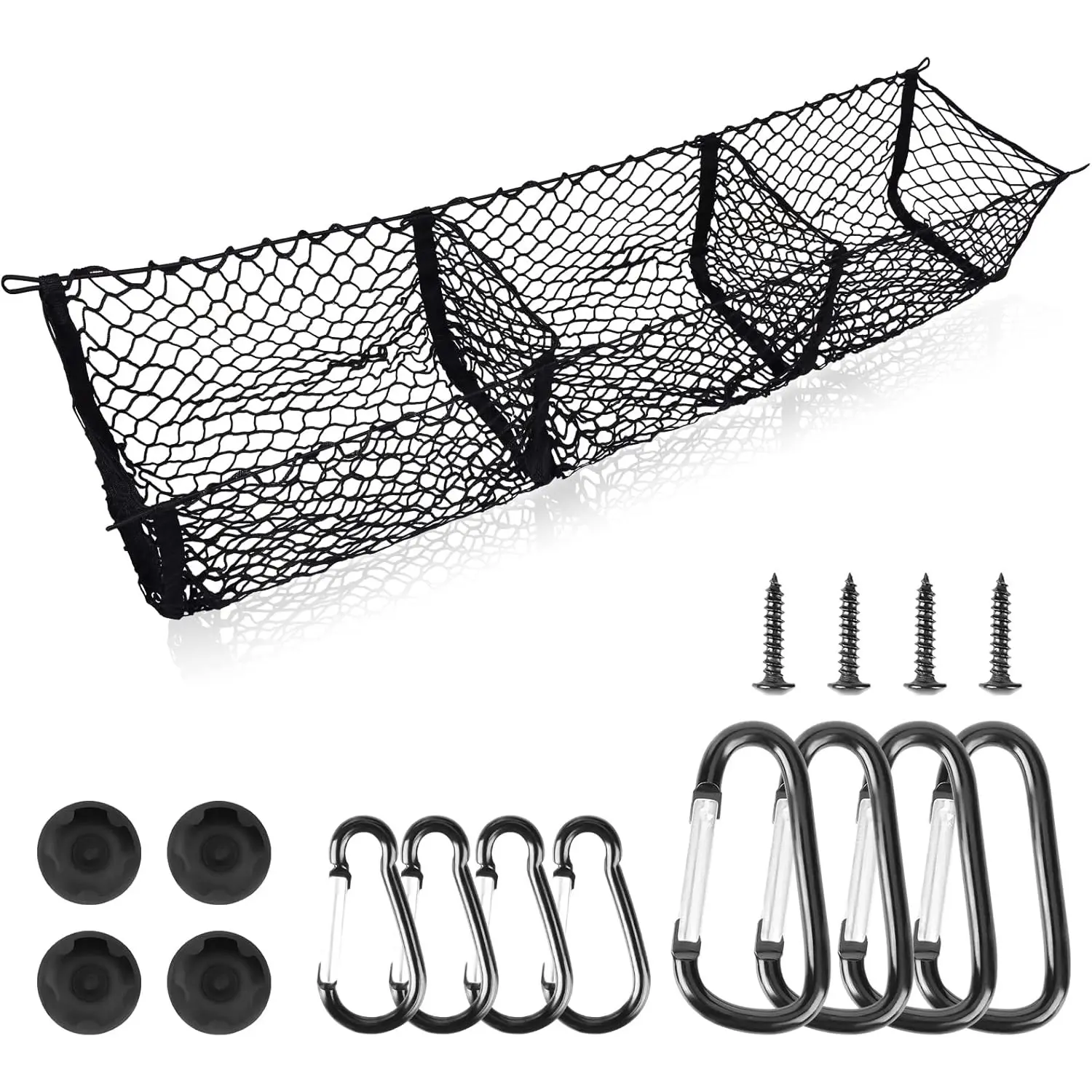 1 Set Cargo Net Trunk Bed Organizer for Most Truck And Suvs,59" Longer Mesh Storage Net Heavy Duty Cargo Net with 3 Detachable Pocket,Christmas Party Gifts,Hand Tools Kits