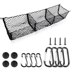 1 Set Cargo Net Trunk Bed Organizer for Most Truck And Suvs,59" Longer Mesh Storage Net Heavy Duty Cargo Net with 3 Detachable Pocket,Christmas Party Gifts,Hand Tools Kits