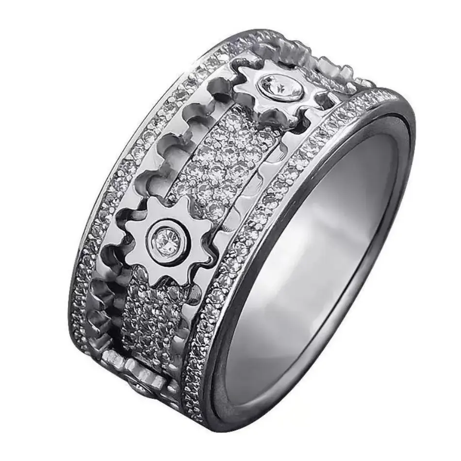 2026 New Anxiety Relief Rotating Ring - Mechanical Unisex Stackable Stress Ring Jewelry Set with Cubic Zirconia, Self-Care Gift for Indoor Recreation, Black Friday Christmas Accessory, Stress Rings, Stackable Ring