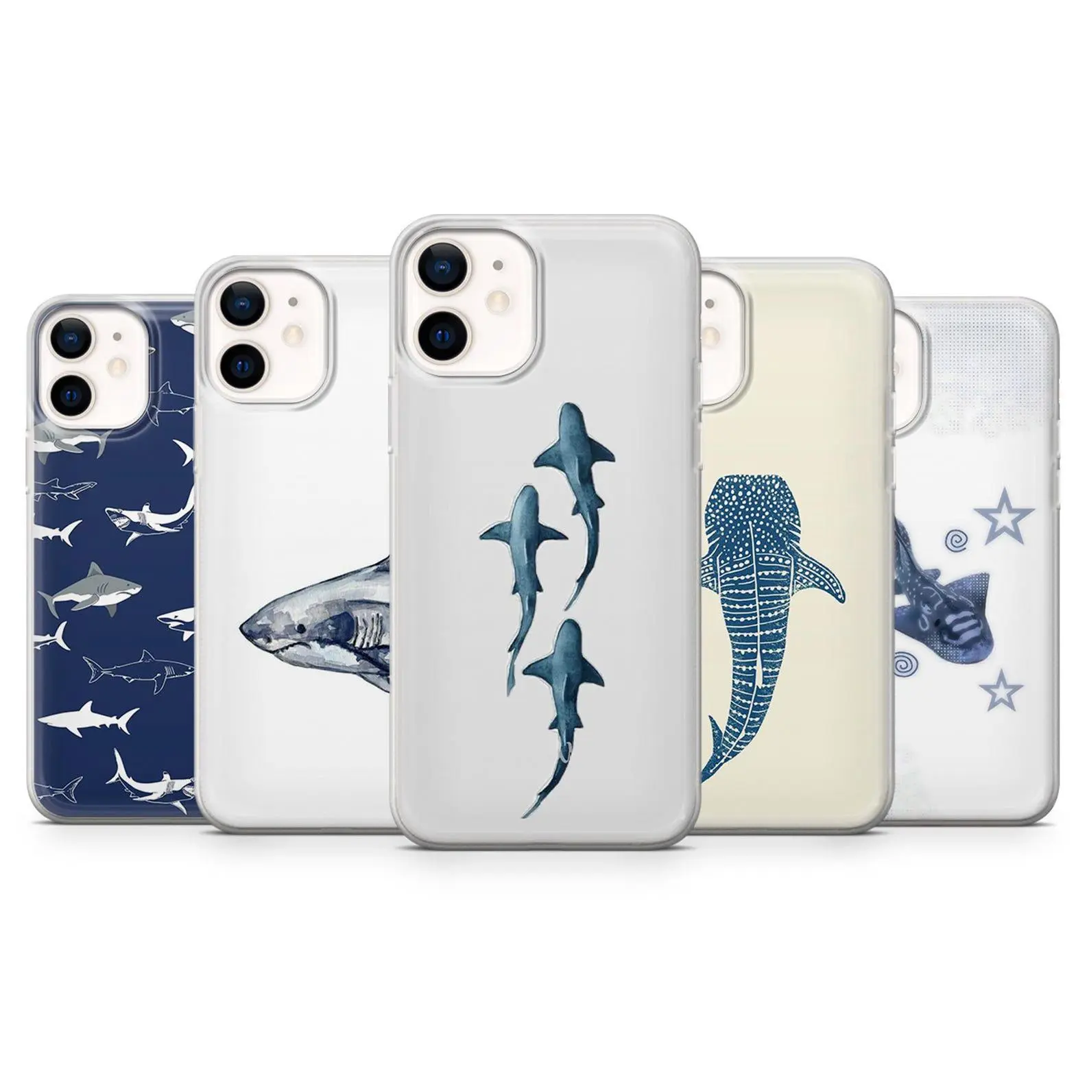 Ocean Shark Phone Case  for iPhone 17 Air 16 Pro Max 15 Plus 14 Pro 13 12 11, cool marine aesthetic, detailed shark underwater artwork design, durable lightweight protective shell, gift for sea life fans