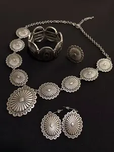 Concho Necklace & Earrings Set Western Style Jewelry -045