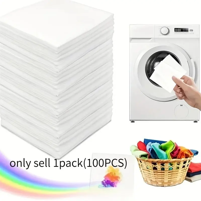 100 Pieces Anti-Color Transfer Laundry Dye Sheets, Washing Paper, Prevent Color Bleeding, Suitable for Mixed Washes, Washer Accessories, Various Laundry Needs