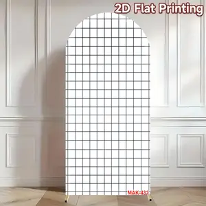Black White Grid Arch Backdrop School Campus Graduation Style 2-Sided Spandex Fabric for Kids Birthday Party Baby Shower Decor Background