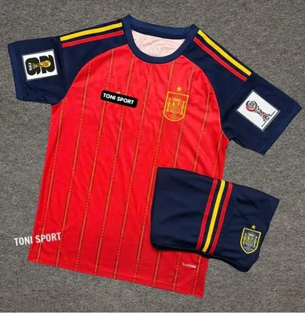 Red Blue Soccer Jersey & Shorts Set | Lightweight Breathable Sportswear for Adults