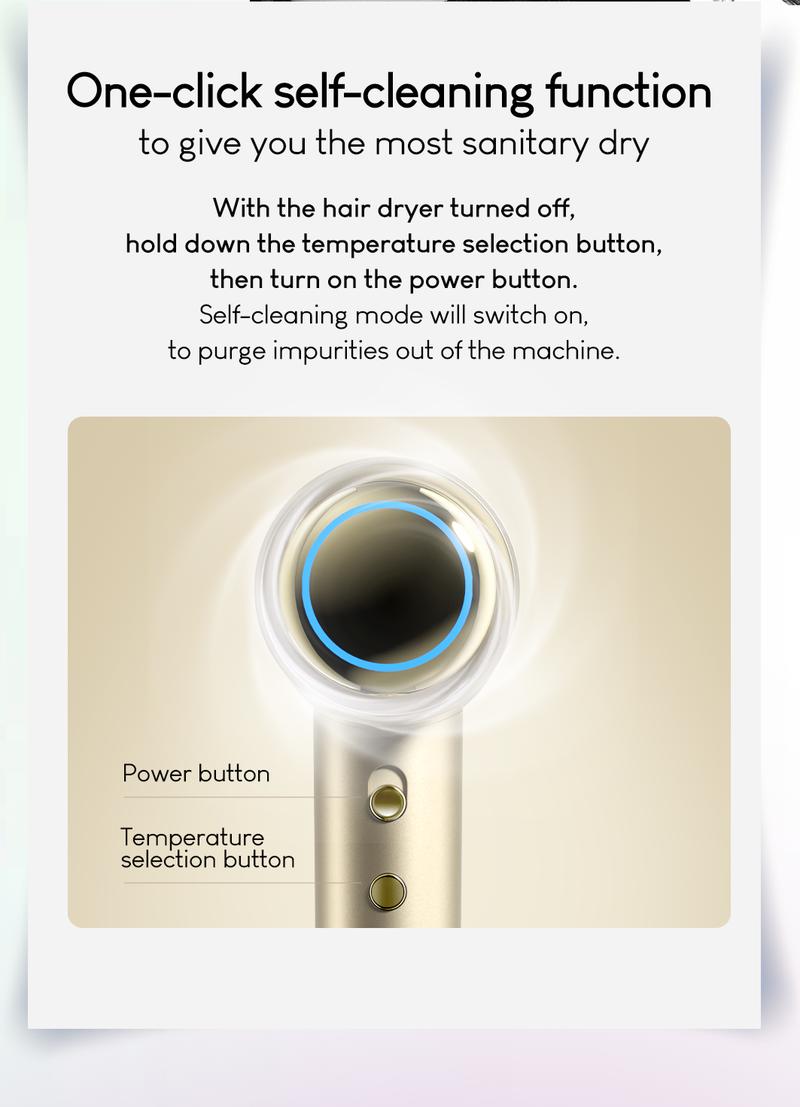 【Tideway Official】Tideway H11 Colorful Series High-Speed Hair Dryer - Plasma Ion Technology, Intelligent Temperature Control, Self Cleaning - Bids Farewell to Static Electricity and Frizz - Black