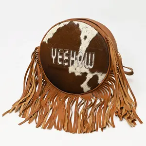 American Darling Western Hair-On Cowhide Fringe Backpack Bag Genuine Leather Handmade Travel Festival Everyday Western Style Bag