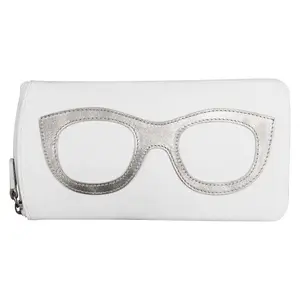 ILI New York Leather Eyeglass Case – White/Silver