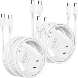 For iPhone 17 Charger,2pcs  45W Dual Port Super Fast Charger with 4pcs 10FT Long Type C to C Cable for iPhone 17 16 15 Pro Max,iPad,For Samsung Galaxy