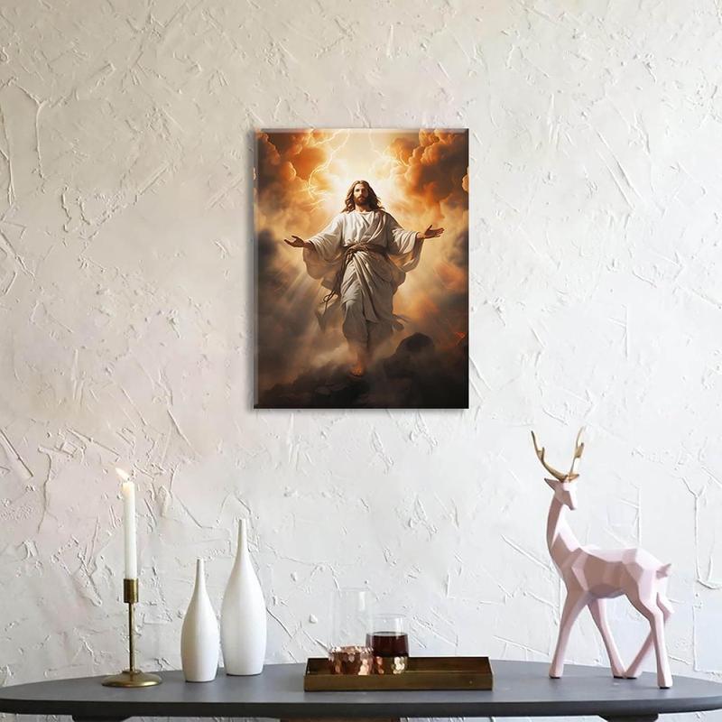 Jesus Christ Portrait Canvas Wall Art – Christian Religious Decor, Divine Mercy God Painting Print for Prayer Room, Living Room, Bedroom, Church, or Office