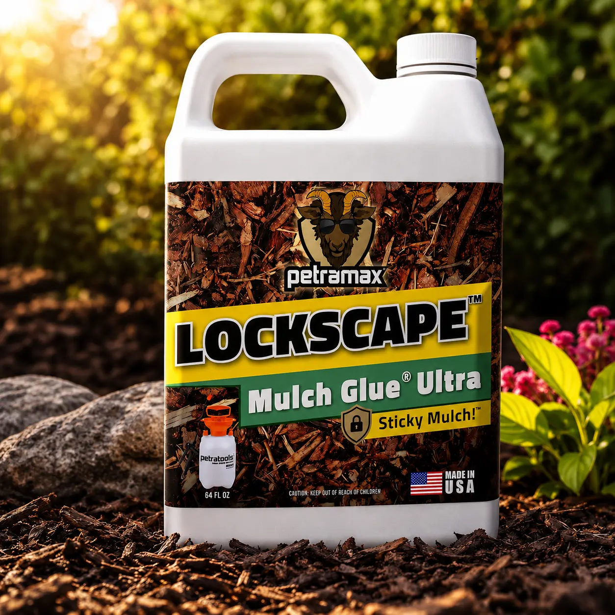 Lockscape Ultra-Concentrated Mulch Glue for Landscaping, 64 fl oz – Lasts Up to 2 Years, Non-Toxic Water-Based Landscape Binder for Mulch, Pine Straw, Playgrounds and More  , 64 Oz Bottle