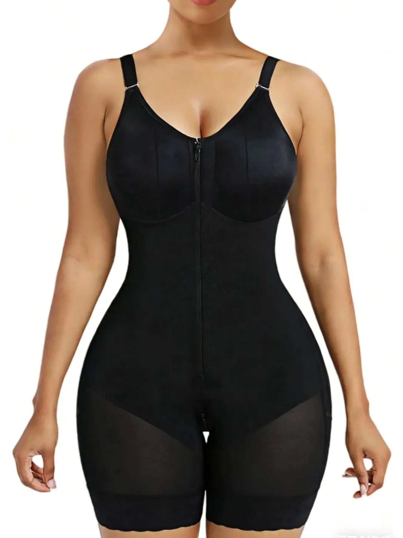New European and American Cross-Border Women's Body Shaper Fit, Adjustable Strap, Zipper Waist Cinch, Butt Lifter, Large Size Compression Garment Shapewear, Underwear