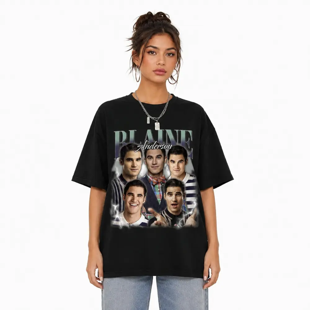 Blaine Anderson Shirt Glee Retro Tee Darren Criss Rock Style Bootleg T-Shirt Fan Gift