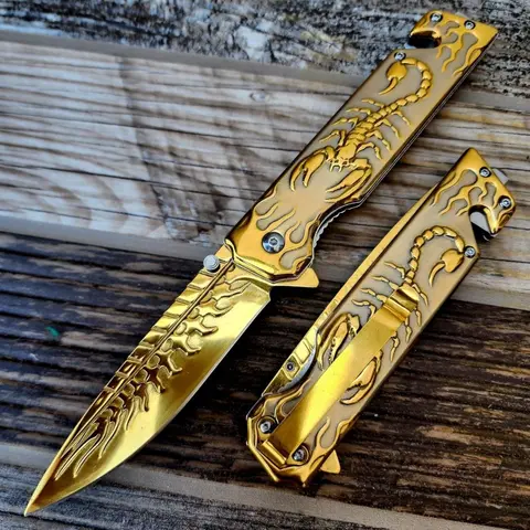 3D Scorpion Embossed Manual Outdoor Folding Knife - Durable Men's EDC Carry Hiking Gear, Ideal Gift for Boyfriend, Men's Gift Option for His Birthday