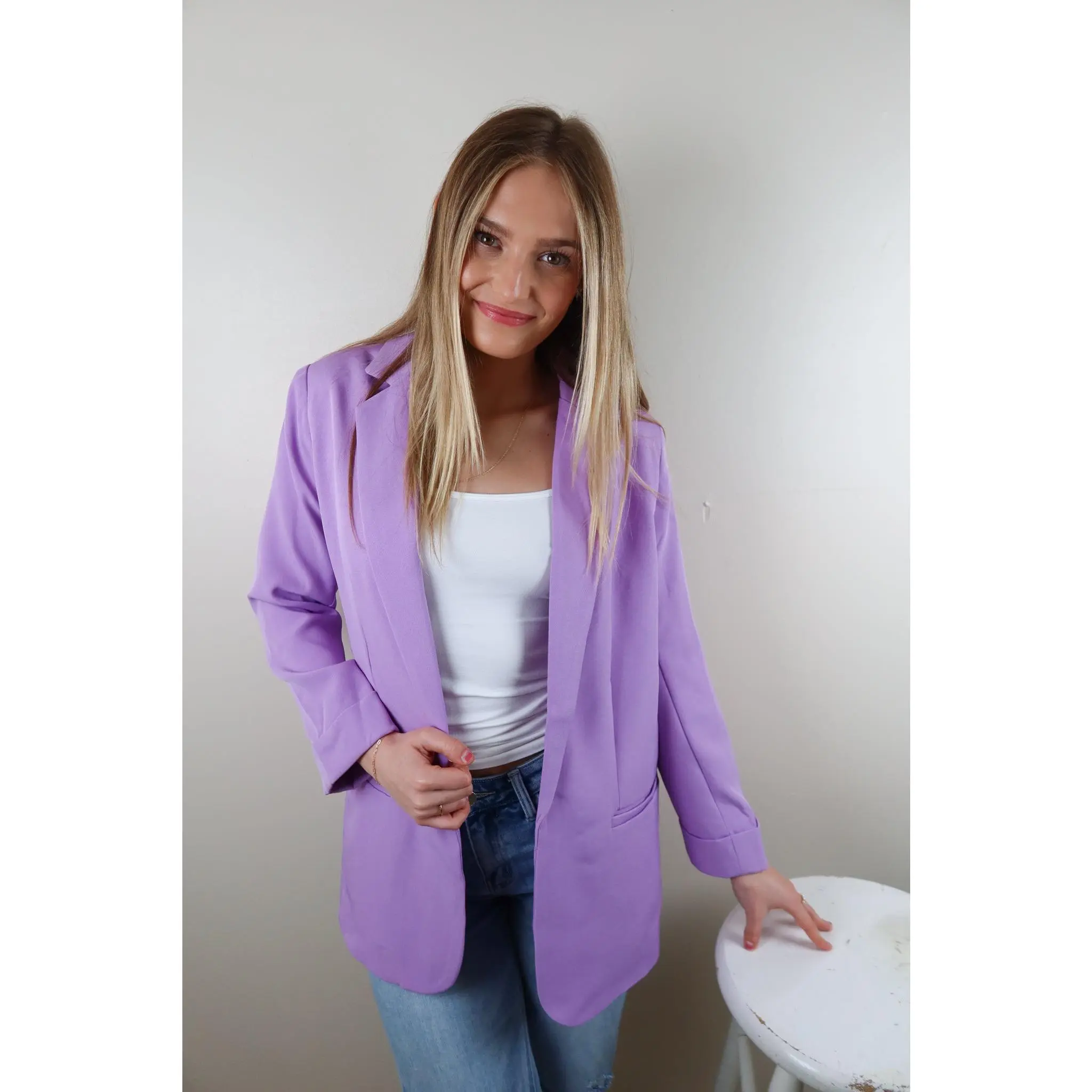 Summer Lovin' Lavender Open Front Blazer