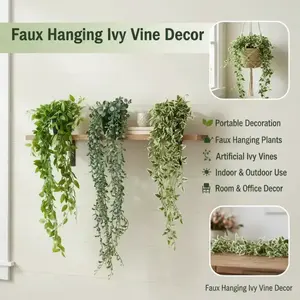 Lifelike Hanging Artificial Ivy Vines – Realistic faux greenery decor for walls, bedrooms, weddings and parties. Flexible, easy to hang, maintenance-free, no watering needed. Adds fresh natural green vibes to any indoor and outdoor space.