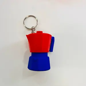 Moka Greek-Key-Shaped "Click" Stress-Relief Keychains - Red and Blue Design for Stress Relief