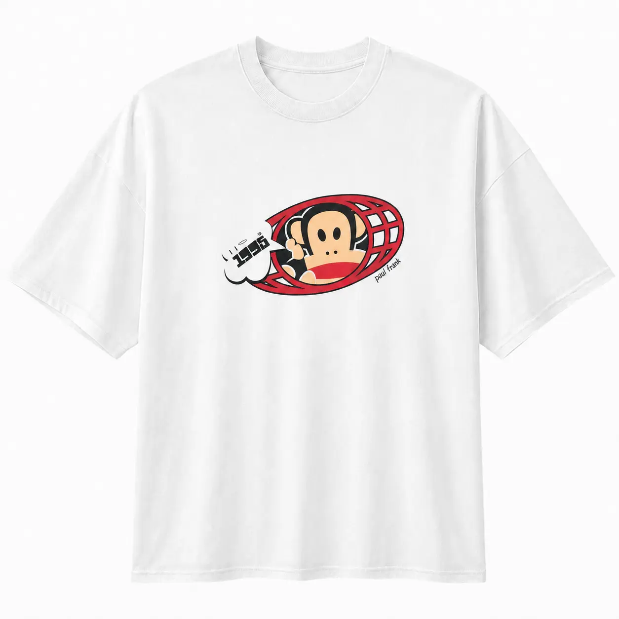 PF Monkey Cartoon Graphic T Shirt, Funny Minimal Streetwear Tee, Heavy Cotton Unisex Casual Shirt