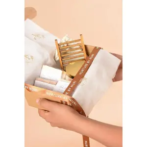 Nurture by Nuri "His" Self-Care Gift Box - Luxurious Body Butter or Lotion, Handmade Premium Soaps, Bamboo Soap Dish & Exfoliating Soap Saver Cloth Luxury Nourishing Oat Moisture Soothing