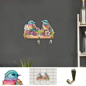 Animal Patterns Wood DIY Diamond Art Craft Wall Hooks Diamond Painting Hanging Hook for Wall Decoration and Space-Saving Storage