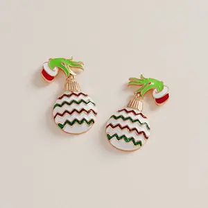 Glitter Green Monster Hands Ornament Post Earrings