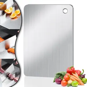 Matsushino Titanium Cutting Board for Kitchen, Stainless Non Stick Chopping Board, Upgrade Double Sided Food-Grade Titanium Board for Kitchen for Meat Cheese Vegetable (Medium) Knives