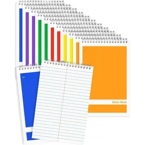 Steno Pads Spiral 6x9 12 Pack Gregg Rule Notebooks 6 Assorted Covers 60 Sheets White Paper, Writing Note Pads for Note-Taking in School Office  College University Work Travel