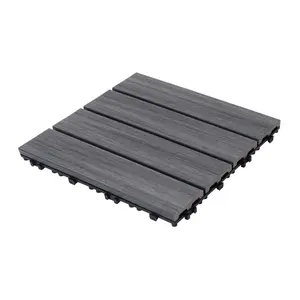 Patio Floor Tiles Pack of 22  WPC Wood-Plastic Composite Patio Deck Tiles DIY Interlocking Decking Tiles, Quick Deck Floor Tile, Court Tile, Water Resistant Indoor Outdoor -11.8" ASH