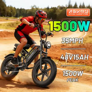 ASKMY E500 Electric Bike for Adults | 1000W Brushless Motor | 48V 15Ah Removable Battery | 35MPH Top Speed | 20"x4.0" Fat Tire E-Bike | Dual Shock Absorber | City & Off-Road Ride