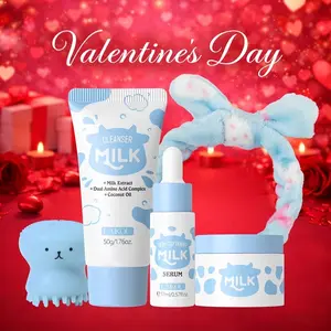 5 Counts LAIKOU Milk Skincare Set Softening Serum Moisturizing Cream Gentle Cleanser Brightening Hydration Travel Kit Gift For Valentine‘s Day