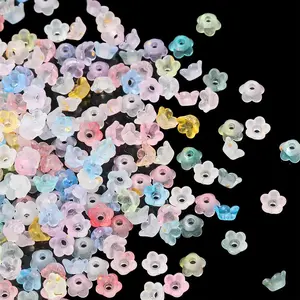 50Pcs/lot Gradient Flower Acrylic Beads Bellflower Spacer Beads Caps for DIY Charms Bracelets Jewelry Making Findings Accessorie bedazzling kit