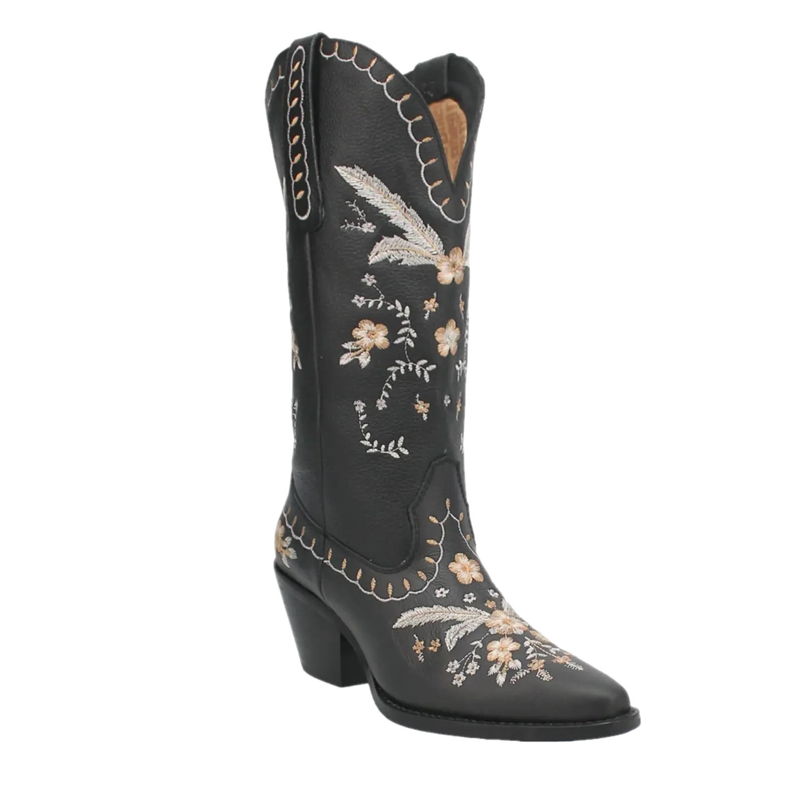 Dingo Ladies Full Bloom Black Floral Almond Toe Boots DI939-BLK
