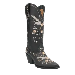 Dingo Ladies Full Bloom Black Floral Almond Toe Boots DI939-BLK
