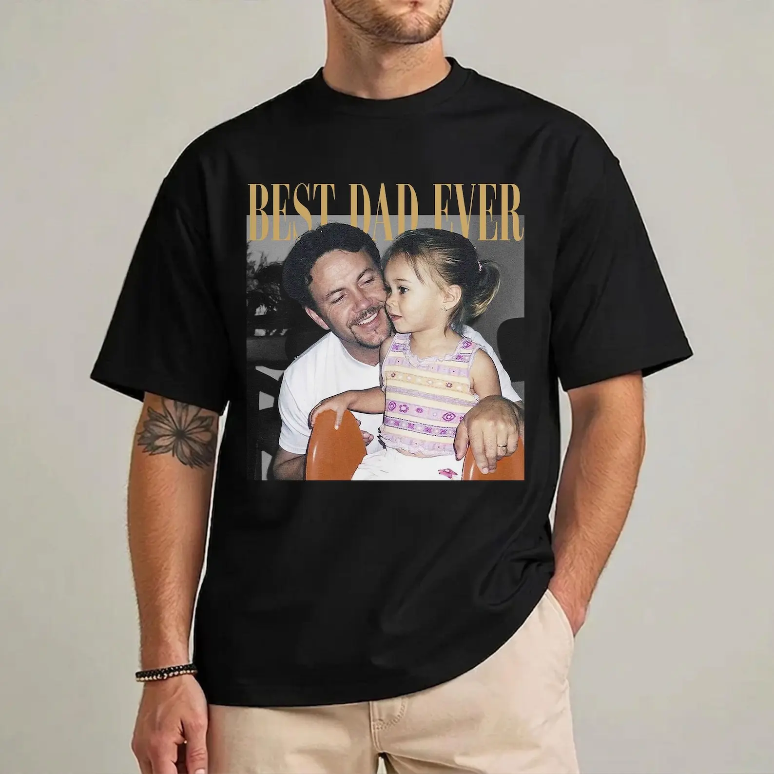 Personalised Photo Dad Shirt/ Daddy Picture TShirt/ Grandpa Gift/ Custom Portrait Papa Tee Family Gift