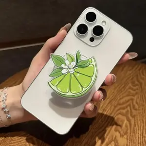 Fresh Lime Slice and Flower MagSafe Phone Grip – Citrus Aesthetic Magnetic Pop Socket & Kickstand – Cute Summer Fruit Design for Phone & Kindle Users