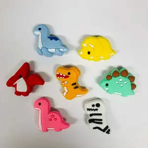 7 Dinosaur Shoe Charms Cute Kids Dino Colorful Bright Shoes Wristband