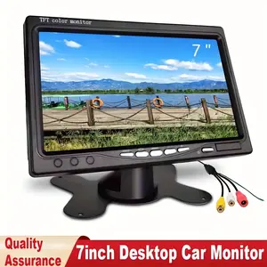 [7in TFT LCD Monitor] 7in Desktop Monitor for Drive Safety Easy Installation Monitor Color TFT LCD Display Screen for SUV Van Truck V1/V2 Two Input Power 12V/24V CVBS Parking (Not Support AHD Signal)