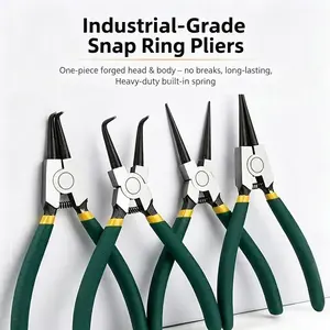 4-Piece Snap Ring Pliers Set, Heavy-Duty Internal & External Circlip Pliers with Straight & Bent Nose, Carbon Steel Snap Ring Removal Tool Kit with Storage Case for Auto Repair & Industrial Use