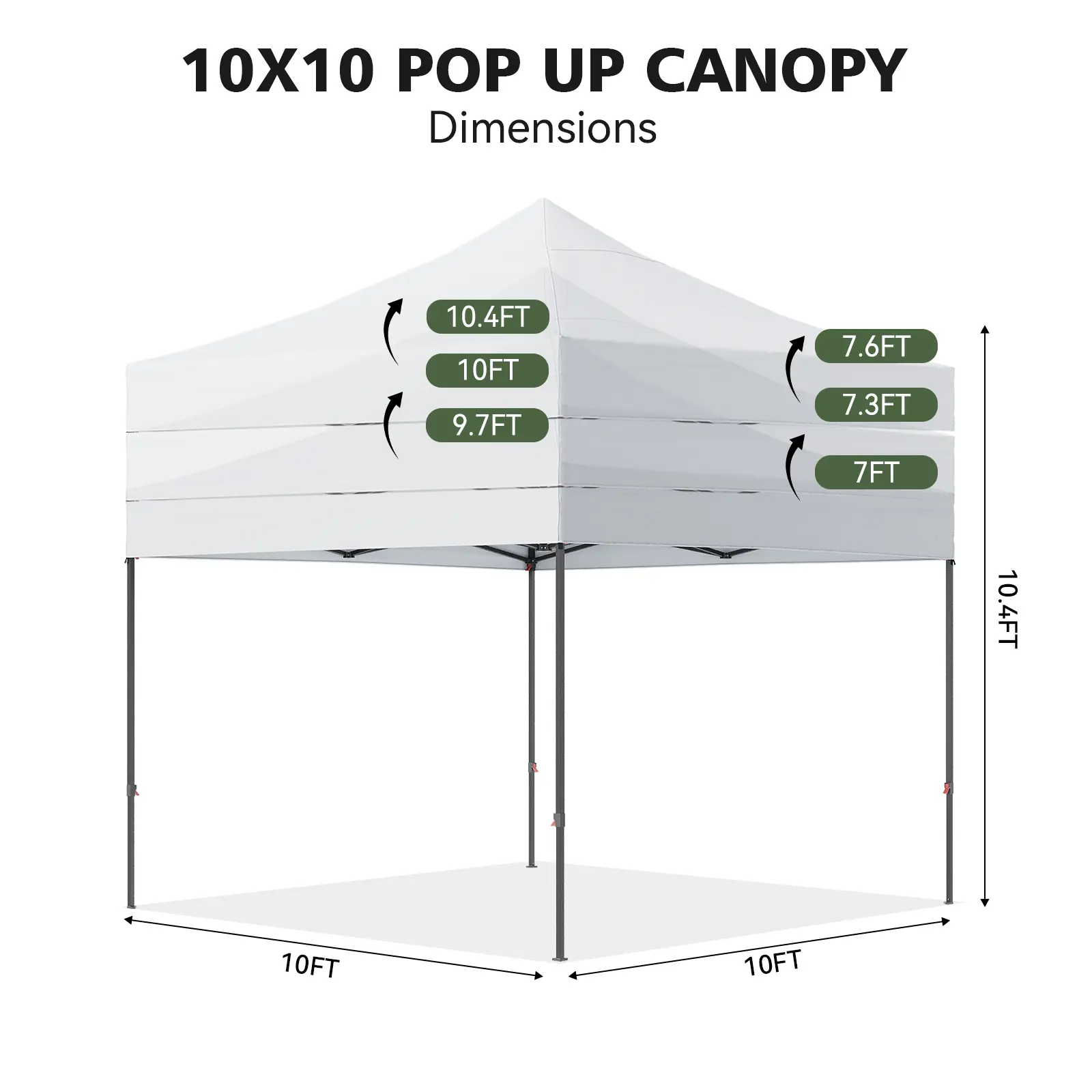 10x10 FT White‑Without Sidewalls