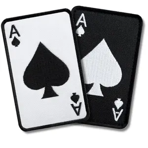 Ace of Spades Patch Set – 2Pcs Black & White Tactical Death Card Patches (2x3 Inches)