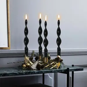 Twirl Tapered Candle Black Candlesticks - 10 INCH Bendy Candle Stick Long Taper Candles Twisted Candlestick for Home Decor Gifts