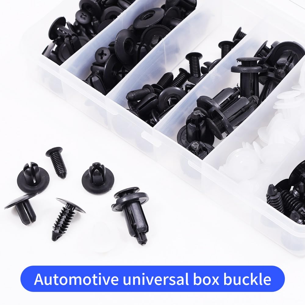 HE26 100-pcs universal expansion bolt clamp set, suitable for car mudguards, fenders, and door panel clamps. (C05 C20 C32 B01 D02 A16 Automotive Parts)