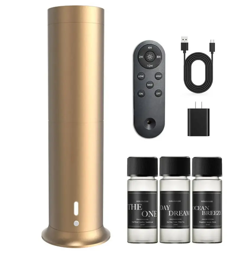 Cordless Hotel Scent Cold Diffusion Unit - USB Powered, Remote Control Adjustable, Portable, Versatile Home Fragrance Set with 3*20ml Signature Oils for Home, Office